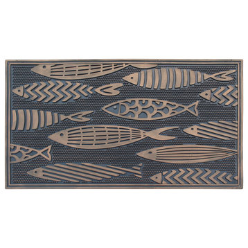 Fish Rubber Pin Mat, Copper Hand Finished, Heavy Duty Doormat, 18"x30"