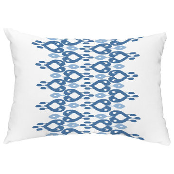 Boho Chic 14"x20" Decorative Abstract Outdoor Throw Pillow, Blue