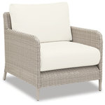 Sunset West Outdoor Furniture - Manhattan Club Chair With Cushions, Linen Canvas With Self Welt - The Manhattan Club Chair from Sunset West incorporates organic curves and sleek lines for a transitional take on outdoor living. Featuring a mid-rise back, its elegantly curved frame is expertly wrapped in all-weather premium resin wicker in Dove Grey.