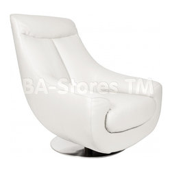 Lori Swivel Armchair in White Leather - Armchairs And Accent Chairs