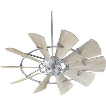 Quorum Windmill 52" Outdoor Ceiling Fan 95210-9 - Galvanized w/Weathered Oak