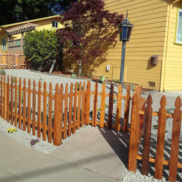 New Front Yard Picket Redwood Fence