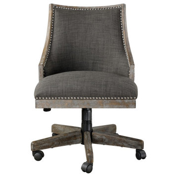 Uttermost Aidrian Charcoal Desk Chair, 23431