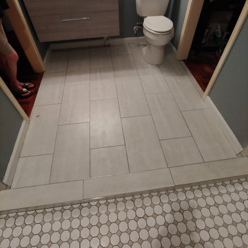 Handicap bathroom remodel and enlarge