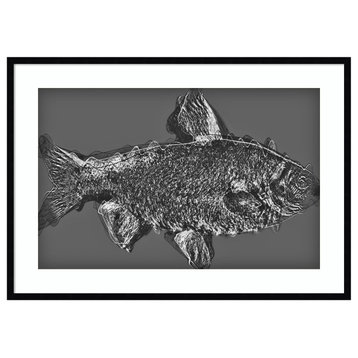 fish, grey by Alex Caminker Framed Wall Art 41 x 29