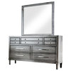 Furniture of America Cartagena 2-Piece Wood Dresser and Mirror in Gray