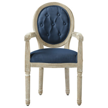 Rustic Manor Brookelyn Dining Chair, Upholstered, Linen, Navy