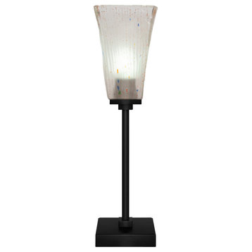 Luna 1-Light Table Lamp, Matte Black/Square Frosted Crystal