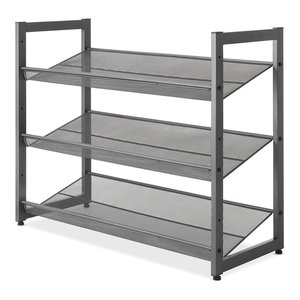 Mahogany Stackable Shoe Rack Set Of 2 Transitional Shoe Storage By Organize It All