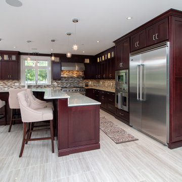Transitional Cabico Unique Cherry Cordovan Kitchen Remodel with Butler’s Pantry