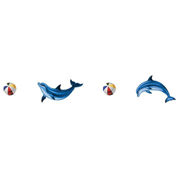 Dolphin Step Markers Porcelain Swimming Pool Mosaic