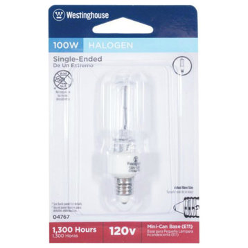 Westinghouse 04767 Halogen T4 Single-Ended Light Bulb, 100W, 120V, Clear