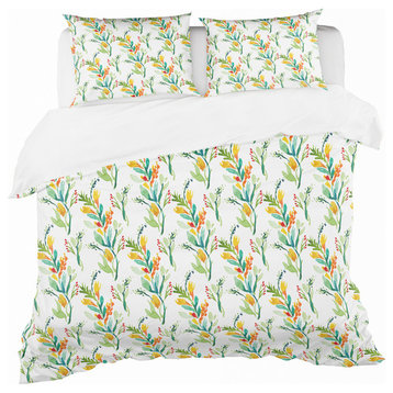 Pattern With Watercolor Floral Elements Country Duvet Cover, Twin