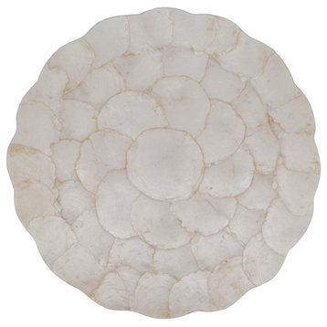 Capiz Placemats With Scalloped Design, Set of 4, Ivory