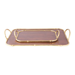 TRAY ROSEWOOD / BRASS, SET OF 2 - Products