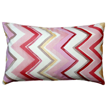 Pillow Decor - Pacifico Stripes Pink Throw Pillow 12X20