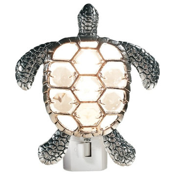 Midwest Embossed Metal and Faceted Beaded Turtle Electric 7 Watt Night Light