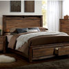 Furniture of America Nangetti Solid Wood Antique Oak California King Storage Bed