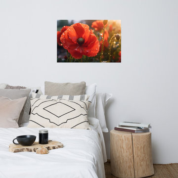 Floral Artwork: A Single Tear of Red Photorealism Painting Digital Art