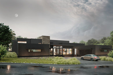 Inspiration for a large modern two-story stucco exterior home remodel in San Francisco