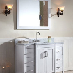 39 inch Contemporary Double Sink Bathroom Vanity Set in White Finish - Bathroom Vanities And Sink Consoles