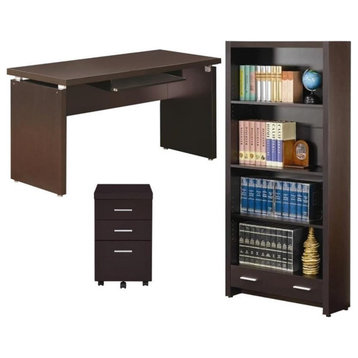 Home Square 2 Piece Set with Computer Desk Bookcase and Mobile File Cabinet