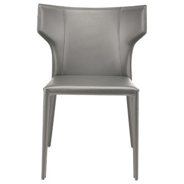 Wayne Dining Chair, Seat: Matte Dark Gray, Legs: Matte Dark Gray Leather