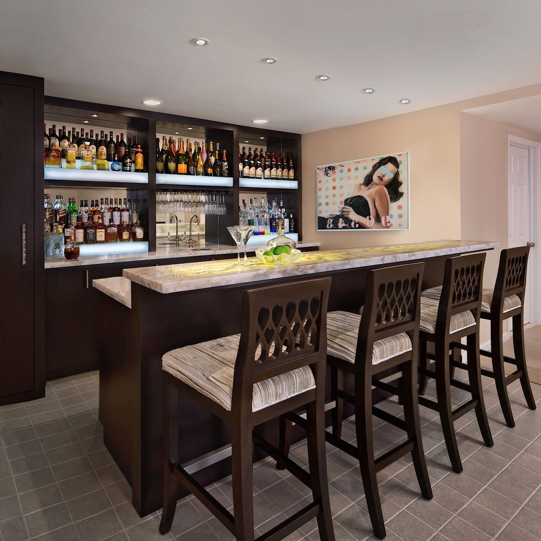 Transitional Home Bar