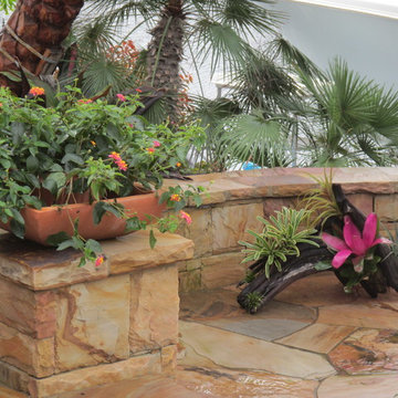 South Florida Tropical plants on the stone pillars