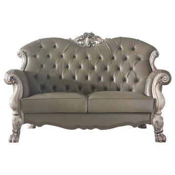 ACME Dresden Tufted Upholstered Loveseat with Pillows in Vintage Bone White