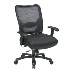 Air Grid Back and Layered Leather Chair - Office Chairs