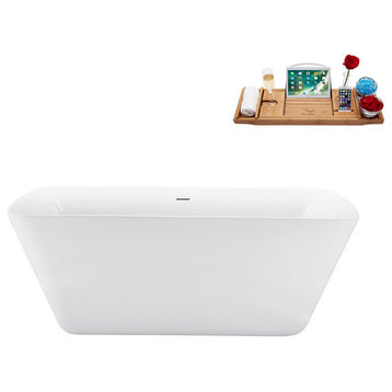 59" Streamline Bathtub and Tray With Drain, Brushed Brass