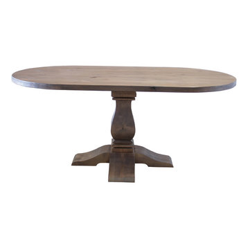 Oval Heirloom Pedestal Hardwood Dining Table, Harvest Wheat Finish, 72" L X 42"