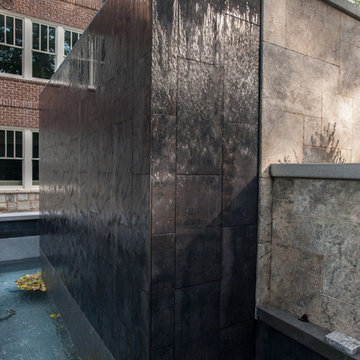 Buckhead Steep Slope Infinity Pool with Seat Wall & Fire Pit
