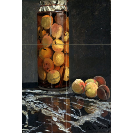 Tile Mural Still life fruit peach pot Bathroom Backsplash 6" Ceramic Glossy