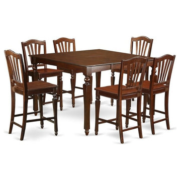 7-Piece Counter Height Dining Set, Square Pub Table And 6 Counter Height Chairs