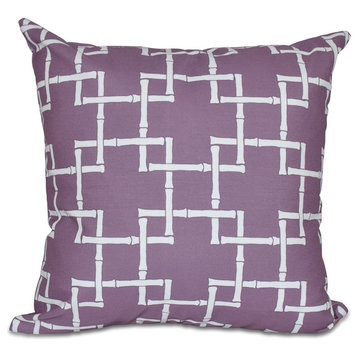 Bamboo 1, Geometric Print Pillow, Purple, 20"x20"