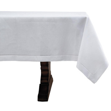 Handmade Basic Hemstitch Border Linen-Cotton Tablecloth, 65"x120"