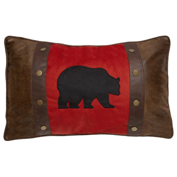 Bear and Rivets Rustic Cabin Throw Pillow, Insert Included, 18"x24"