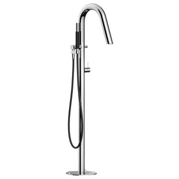 "Twiggy" Free Standing Tub Filler, Hot and Cold, Hand Spray and Hose