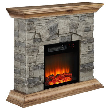 LIVILAND 40 in. Magnesium Oxide Freestanding Electric Fireplace in Tan