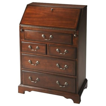 Bowery Hill Wood Cherry Finish Traditional Drop Front Secretary in