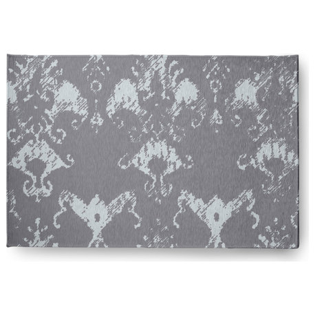 Victorian I-Kat Pattern Soft Chenille Area Rug, Dark Gray, 2'x3'