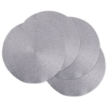 DII Metallic Silver Round Polypropylene Woven Placemat, Set of 4