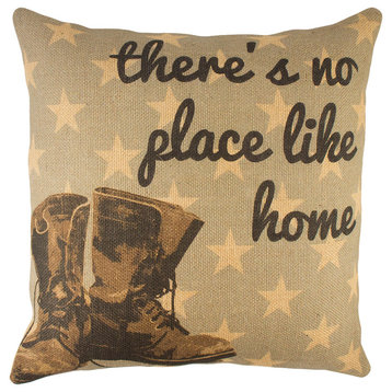 "There's No Place Like Home" Burlap Pillow