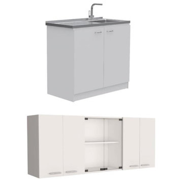 Home Square 2-Piece Set with Wall Cabinet and Utility Sink with Cabinet