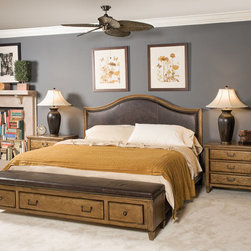 American Drew 114-343R Americana Home Highland Leather Bench Bed 5/0 - Beds