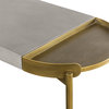 Armen Living Dua Modern Metal & Concrete Console Table in Antique Brass/Gray