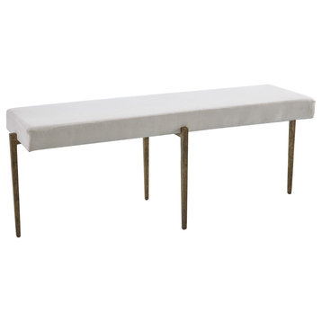 Laforge Bench, Antique Gold With Muslin Cushion, Large