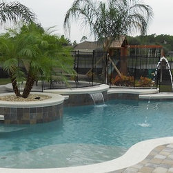 Natural Freeform Indoor Pool with Spa Slide and Waterfall - Aboveground Swimming Pools